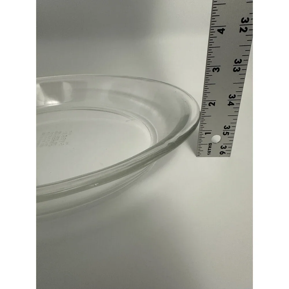 Vintage Pyrex Pie Plate Deep Dish 210 Clear Glass Baking Pan 10 Inch Corning USA
